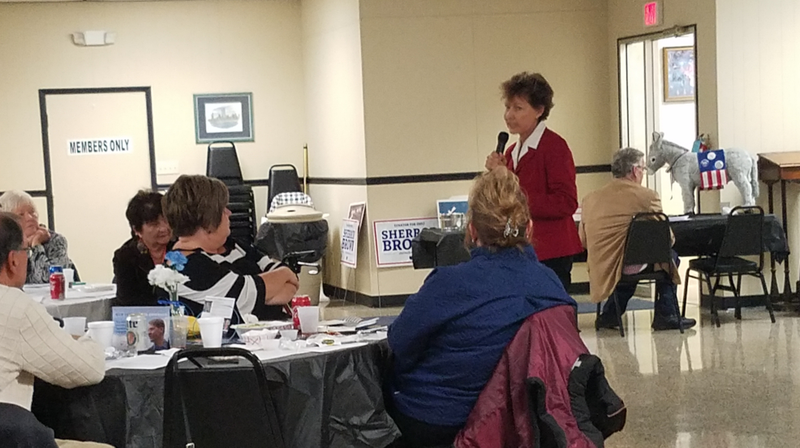 Garrett making her stump speech at an Auglaize County Democratic Party dinner.